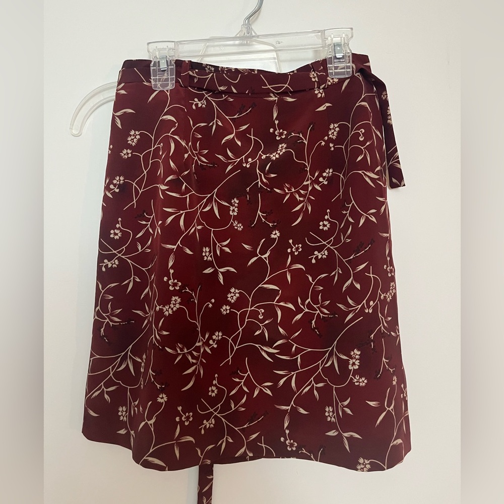 Floral Burgundy Skirt (Size: S/M)